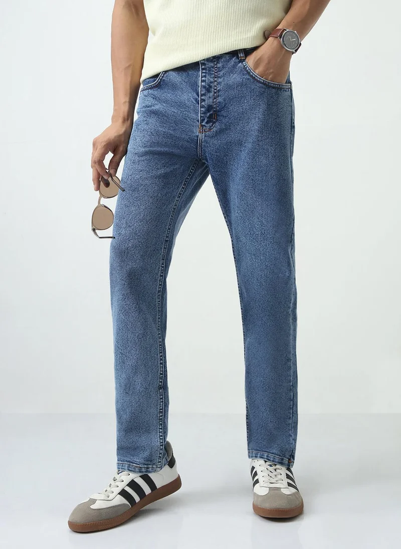 Urbano Fashion Men's Light Blue Slim Fit Washed Denim Jeans Stretchable